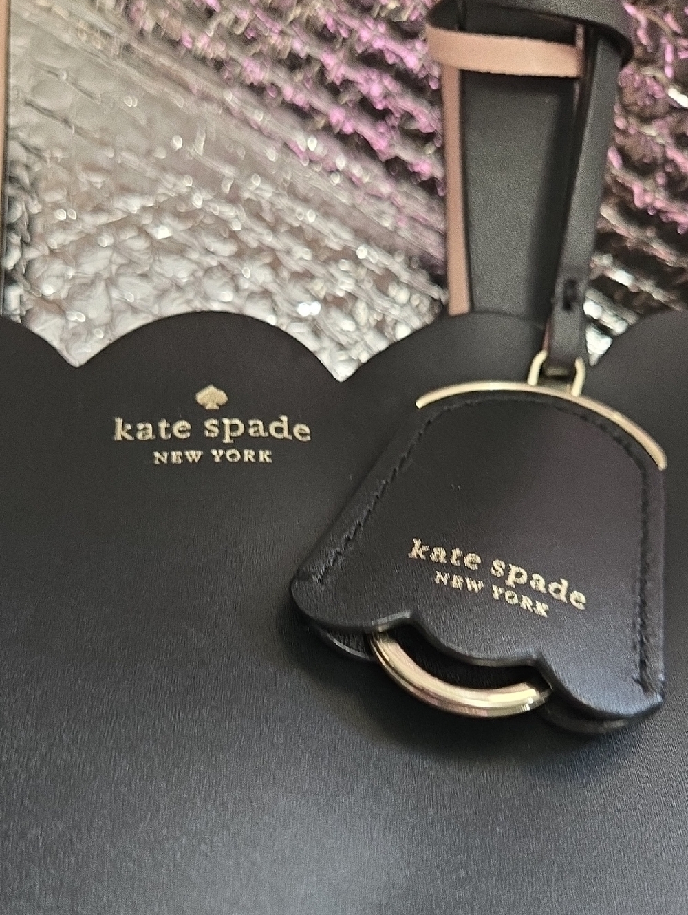 kate spade Black Tote with Scalloped Top and Pink Trim - Picture 8 of 9